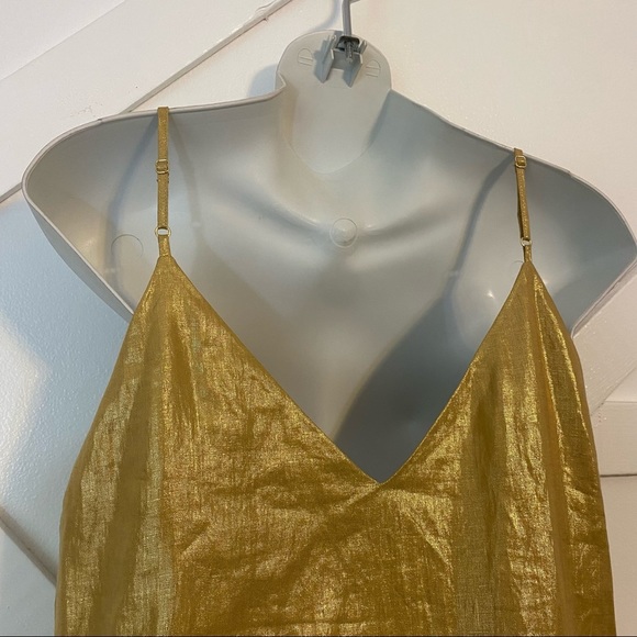 Sandro Draped Faux Wrap Metallic Ruffle Mini Dress - Picture 7 of 9